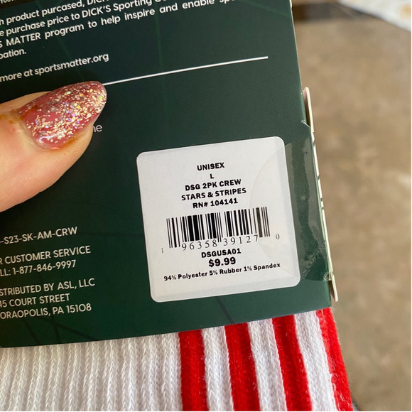 Dick’s Sporting Goods American Flag Crew Socks 2 Pack - Picture 6 of 8